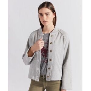 Current/Elliott Cora Knit Bomber Jacket in Grey Cotton